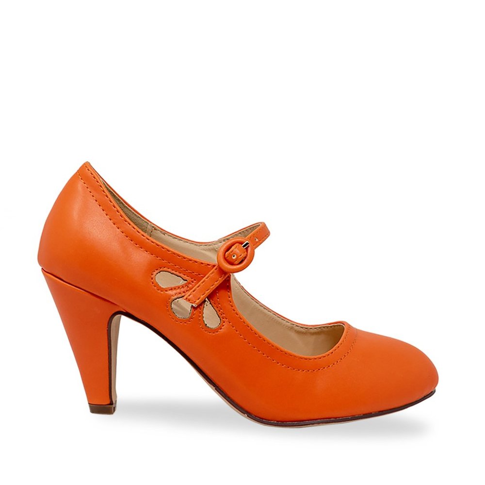 Chase & Chloe Kimmy-21 Women's Round Toe Pierced Mid Heel Mary Jane Styl…